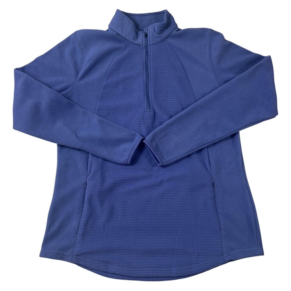 BCG Women XL Purple Quarter Zip Fleece Pullover Textured Panel Mock Neck Pockets